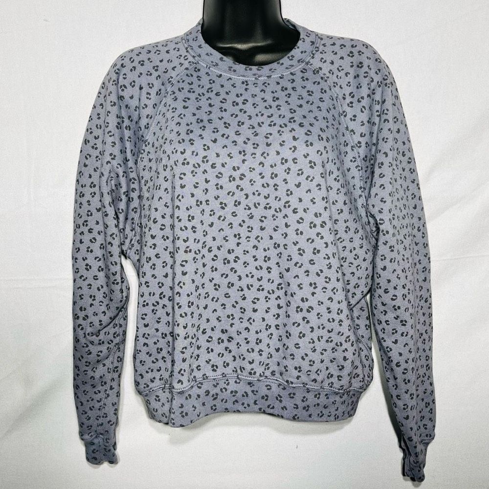 ABERCROMBIE & FITCH BLUE LEOPARD PRINT PULLOVER SOFT A&F COLLECTION SWEATER SIZE